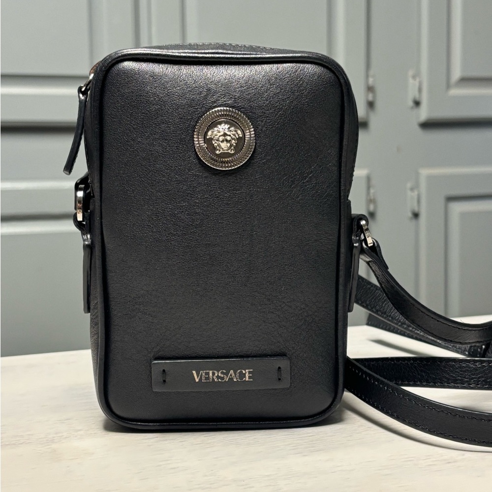 Versace Black Leather crossbody